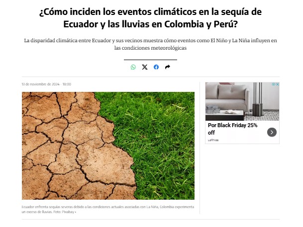 ¿Cómo inciden los eventos climáticos en la sequía de Ecuador y las inundaciones en Colombia?