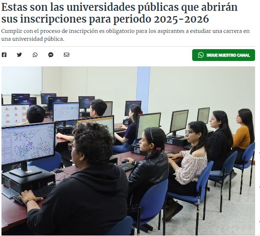 Estas son las universidades públicas que abrirán sus inscripciones para periodo 2025-2026