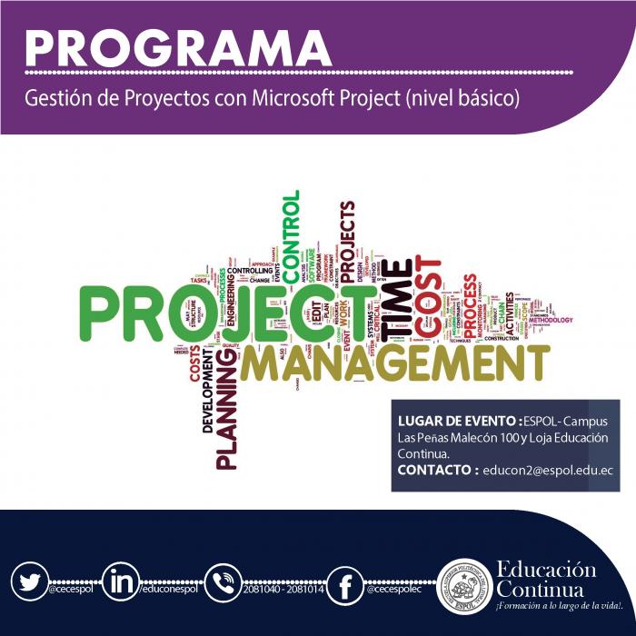 CURSO DE GESTIÓN DE PROYECTOS CON MICROSOFT PROJECT NIVEL BÁSICO